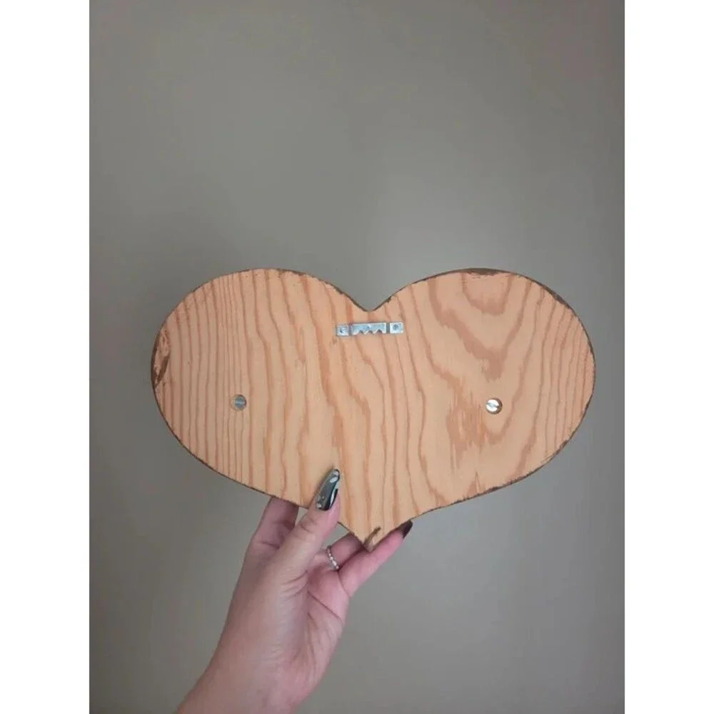 Cottagecore wooden heart wall key rack vintage